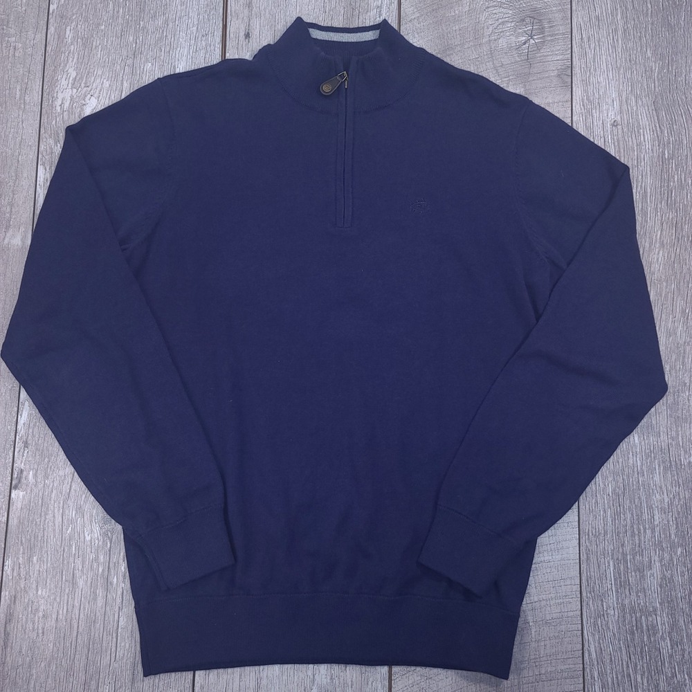 Southern Tide Quarter Zip Pullover Mens Size S Navy Blue Cotton Blend Knit Logo
